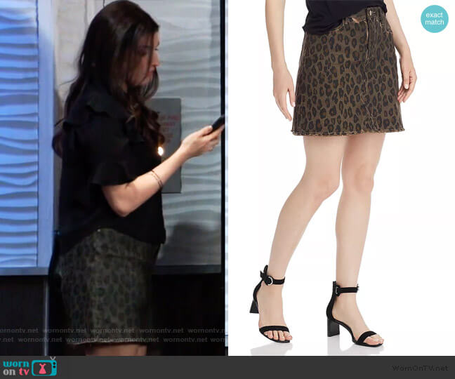 Frayed Leopard Print Denim Skirt by Aqua worn by Brook Lynn Quartermaine (Amanda Setton) on General Hospital