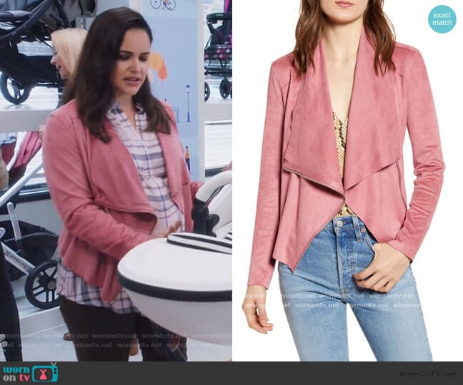 Faux Suede Drape Front Jacket by BlankNYC worn by Amy Santiago (Melissa Fumero) on Brooklyn Nine-Nine