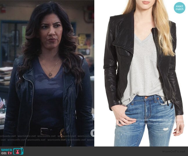 Faux Leather Jacket by BlankNYC worn by Rosa Diaz (Stephanie Beatriz) on Brooklyn Nine-Nine