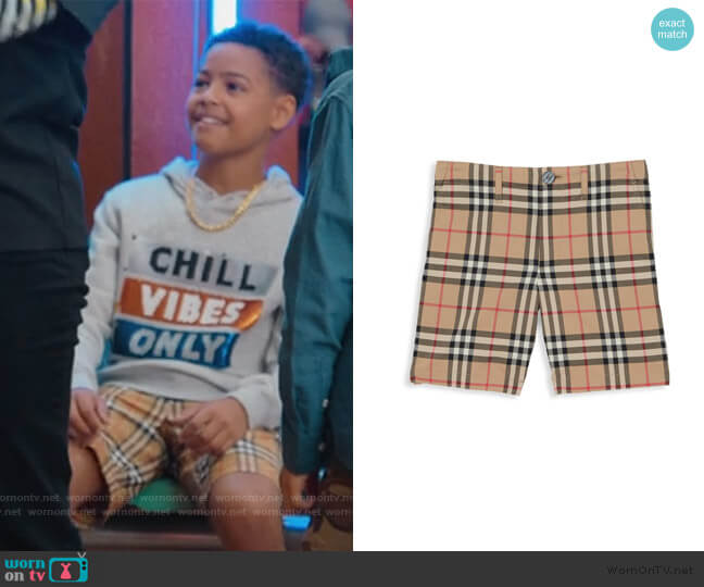 Pop’s beige plaid shorts on BlackAF