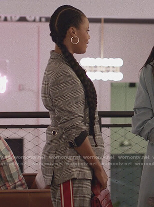 Condola's gray plaid jacket and pants on Insecure