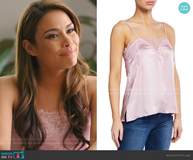 Sweetheart Silk Charmeuse Camisole with Lace by Cami NYC worn by Cristal Jennings (Daniella Alonso) on Dynasty