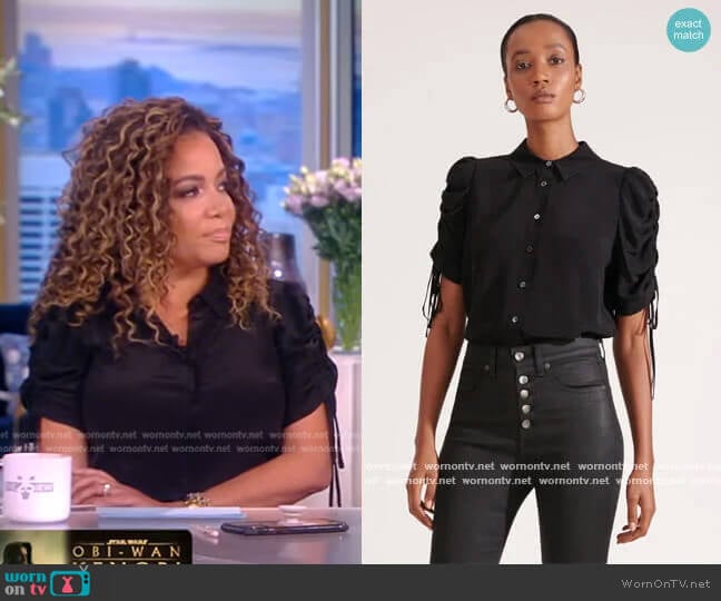 Carmine Ruched Sleeve Blouse by Veronica Beard worn by Sunny Hostin  on The View