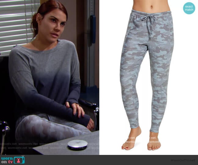 Ribbed-Panel Camo Sweatpants by Chaser worn by Sally Spectra (Courtney Hope) on The Bold and the Beautiful