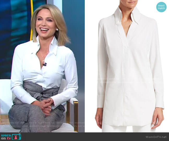 WornOnTV: Amy’s white shirt and grey belted pants on Good Morning ...