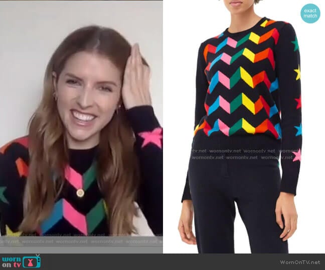 Rainbow Chevron Cashmere Sweater by Chinti and Parker worn by Anna Kendrick on Today Show