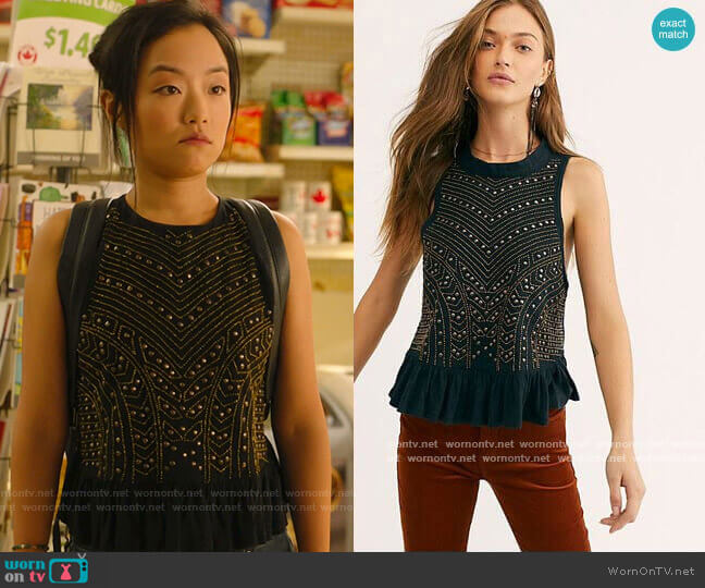 Cool Cat Embellished Tank by Free People worn by Janet (Andrea Bang) on Kims Convenience