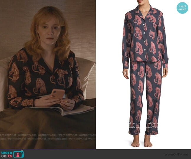 Tiger-Print Classic Pajama Set by Desmond & Dempsey worn by Beth Boland (Christina Hendricks) on Good Girls