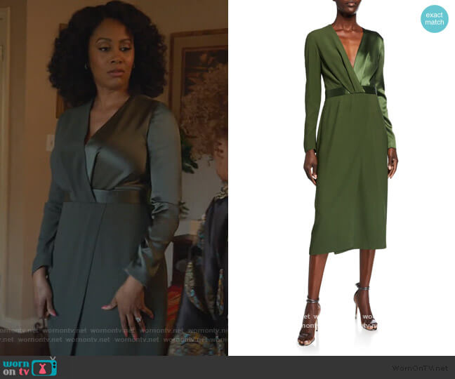 WornOnTV: Lola’s green satin surplice dress on All Rise | Simone ...