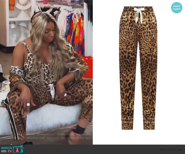 Leopard Print Sweatpants by Dolce & Gabbana worn by Nene Leakes on The Real Housewives of Atlanta