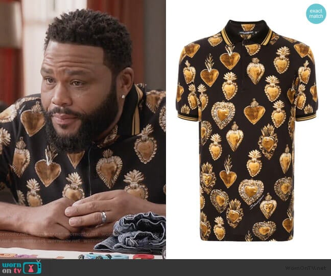 Sacred Heart Print Polo by Dolce and Gabbana worn by Andre Johnson (Anthony Anderson) on Black-ish