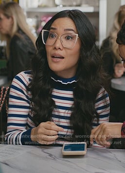 Dorris's stripe ribbed sweater on American Housewife