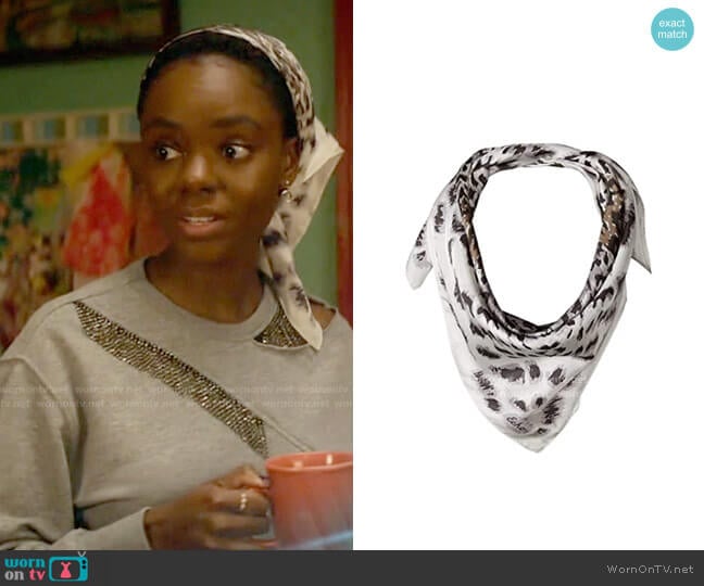 Echo New York Leopard Silk Square Scarf worn by Josie McCoy (Ashleigh Murray) on Katy Keene