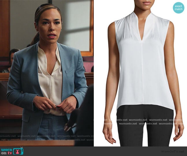 Judith Silk Blouse by Elie Tahari worn by Emily Lopez (Jessica Camacho) on All Rise