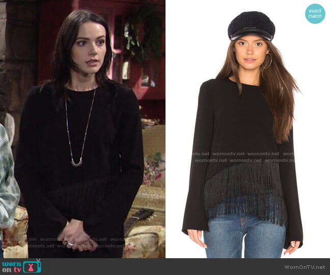 Hudson Fringe Top by Elizabeth and James worn by Tessa Porter (Cait Fairbanks) on The Young and the Restless