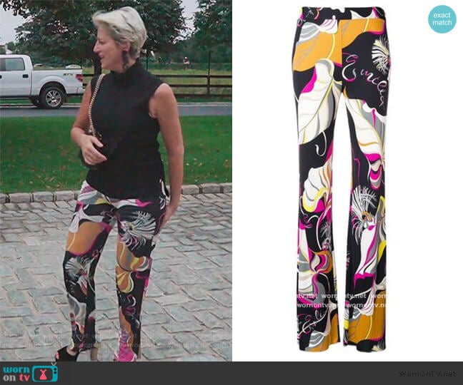 Frida Print Flared Trousers by Emilio Pucci worn by Dorinda Medley on The Real Housewives of New York City