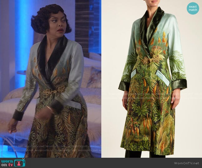 Escape Velvet-Trimmed Robe by F.R.S For Restless Sleepers worn by Cookie Lyon (Taraji P. Henson) on Empire