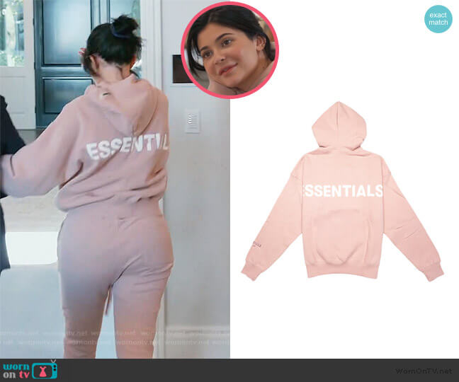 Logo pullover by Fear of God Essentials worn by Kylie Jenner  on Keeping Up with the Kardashians