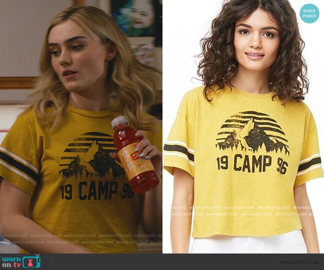 1996 Camp Tee by Forever 21 worn by Taylor Otto (Meg Donnelly) on American Housewife