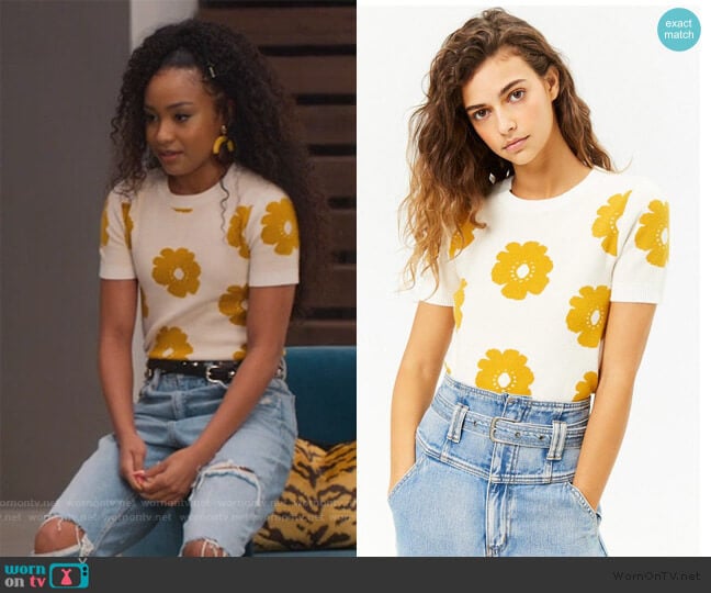 Floral Brushed Knit Top by Forever 21 worn by Chloe Barris (Genneya Walton) on BlackAF