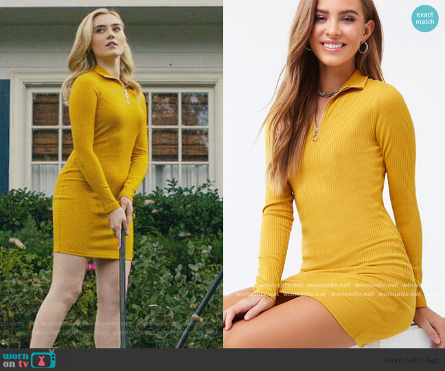 Ribbed Bodycon Dress by Forever 21 worn by Taylor Otto (Meg Donnelly) on American Housewife