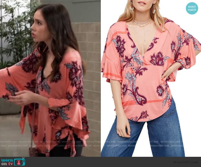 Maui Wowie Palm Print Shirt by Free People worn by Molly Lansing-Davis (Haley Pullos) on General Hospital