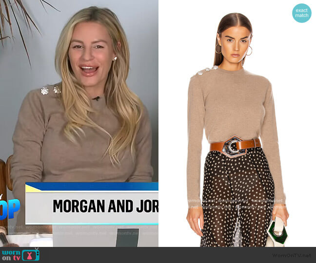 Crystal Button Cashmere Sweater by Ganni worn by Morgan Stewart  on E! News