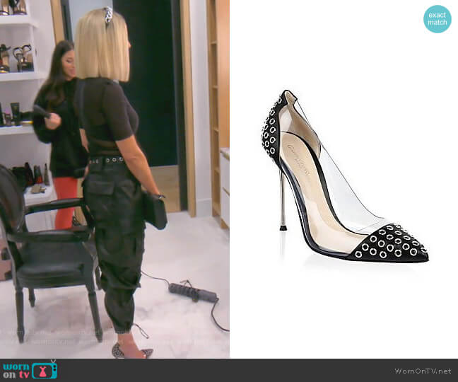 Grommet Plexi Pumps by Gianvito Rossi worn by Dorit Kemsley on The Real Housewives of Beverly Hills