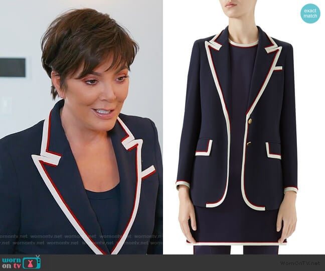 Peak-Lapel Two-Button Cady-Stretch Blazer by Gucci worn by Kris Jenner on Keeping Up with the Kardashians