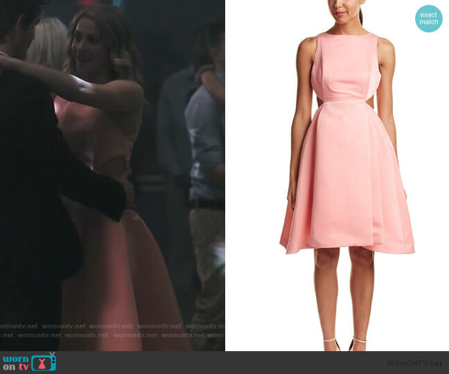 Halston Heritage Satin Faille Dress With Cut Outs worn by Betty Cooper (Lili Reinhart) on Riverdale