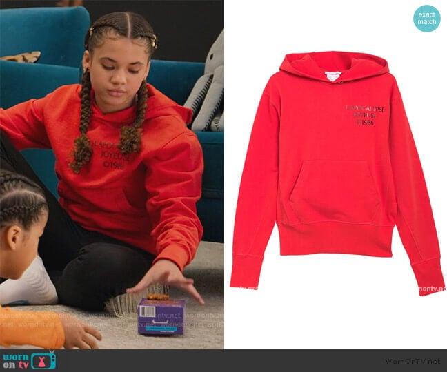 Logo Hack Hoodie by Helmut Lang worn by Izzy Barris (Scarlet Spencer) on BlackAF