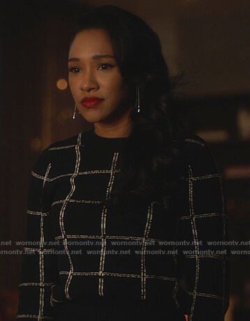 Iris's black check sweater on The Flash