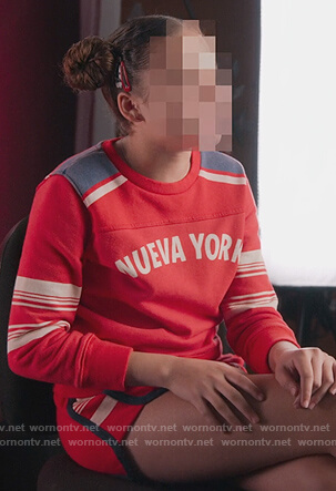 Izzy’s red Nueva York sweatshirt on BlackAF
