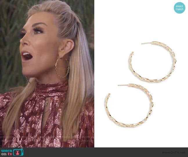 Carmine Hoop Earrings by Jennifer Zeuner worn by Tinsley Mortimer on The Real Housewives of New York City