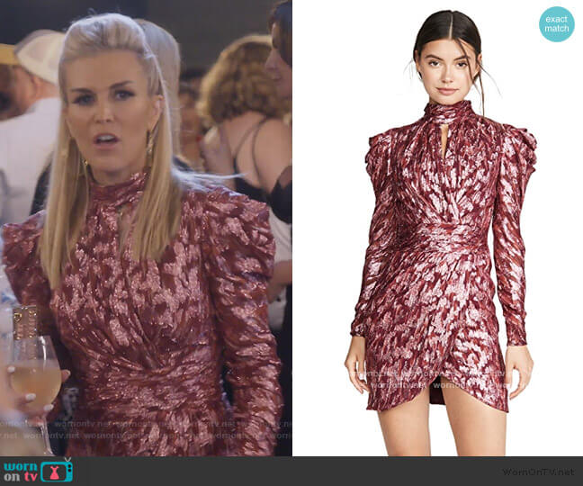 Metallic Vine Mock Neck Dress by Jonathan Simkhai worn by Tinsley Mortimer on The Real Housewives of New York City