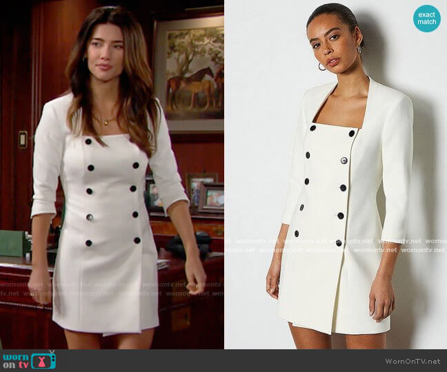 Karen Millen Military Square Neck Dress worn by Steffy Forrester (Jacqueline MacInnes Wood) on The Bold and the Beautiful