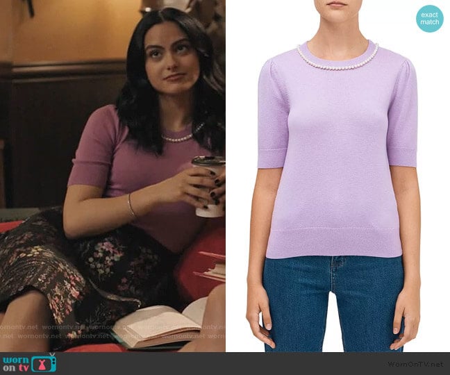 Pearl-Trimmed Sweater by Kate Spade worn by Veronica Lodge (Camila Mendes) on Riverdale