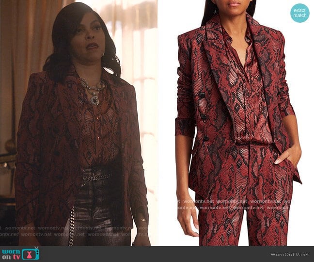 Kenzie Snake Print Blazer by L'Agence worn by Cookie Lyon (Taraji P. Henson) on Empire