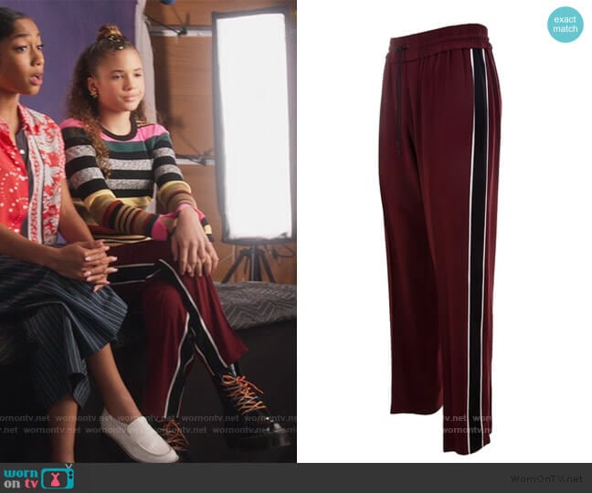 Burgundy Synthetic Joggers by Kenzo worn by Izzy Barris (Scarlet Spencer) on BlackAF