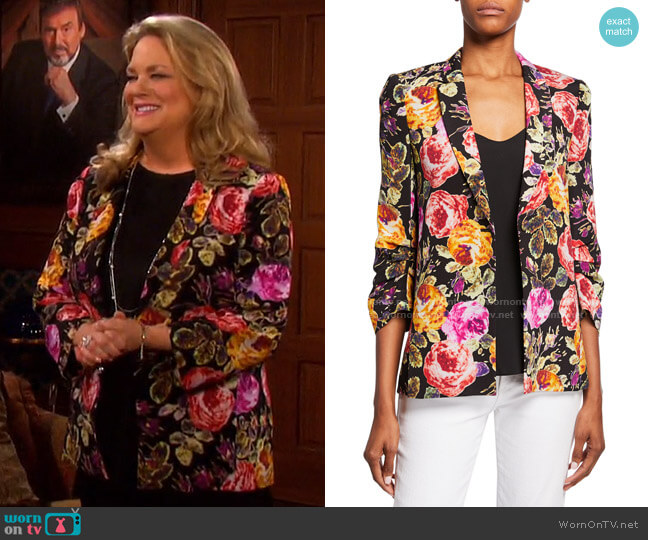 Dana Floral Jacket by Kobi Halperin worn by Anna DiMera (Leann Hunley) on Days of our Lives