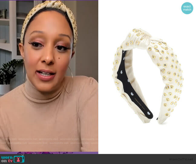 Velvet Crystal Headband by Lele Sadoughi worn by Tamera Mowry  on The Real