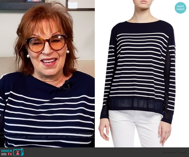 Striped Sheer Sweater by Lafayette 148 New York worn by Joy Behar on The View