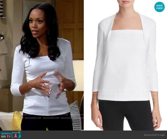 Lafayette 148 New York Giada Top worn by Amanda Sinclair (Mishael Morgan) on The Young and the Restless