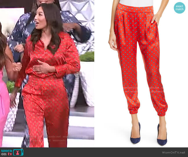 Hamlin Silk Joggers by L'Agence worn by Jeannie Mai on The Real