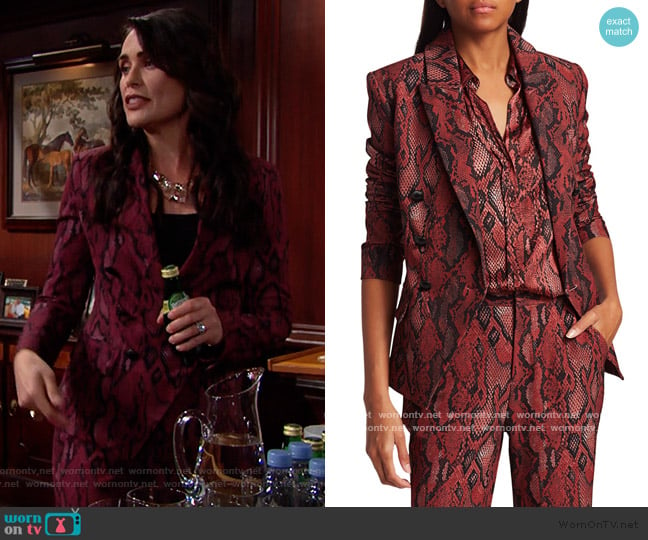 Kenzie Python-Print Blazer and Pants by L'Agence worn by Quinn Fuller (Rena Sofer) on The Bold and the Beautiful