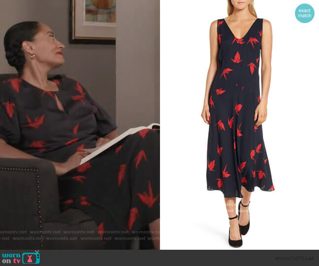 Print Midi Dress by Lewit worn by Rainbow Johnson (Tracee Ellis Ross) on Black-ish