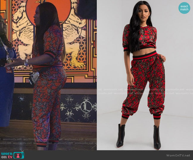 Look Back Print Top and Pant by Akira Label worn by Porsha Taylor (Ta'Rhonda Jones) on Empire