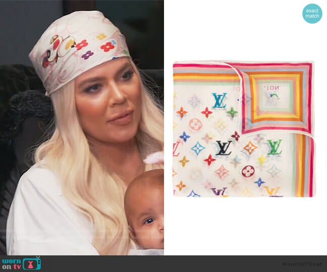 Monogram Handkerchief Scarf by Louis Vuitton worn by Khloe Kardashian on Keeping Up with the Kardashians