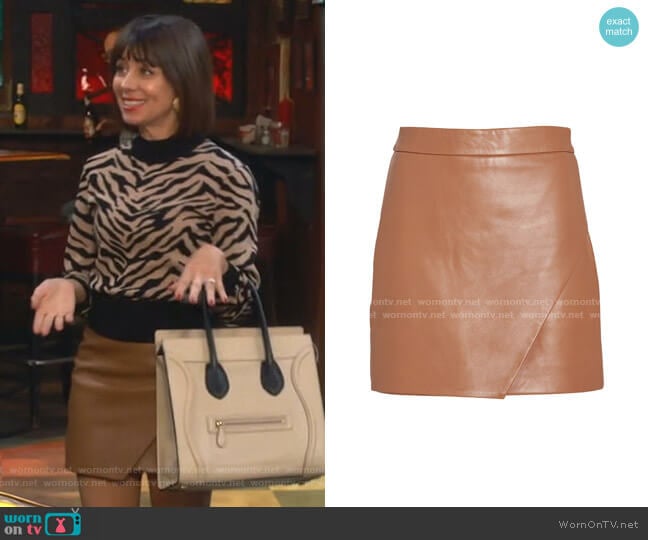 Wrap Leather Mini Skirt by Mason by Michelle Mason worn by Elizabeth (Natasha Leggero) on Broke