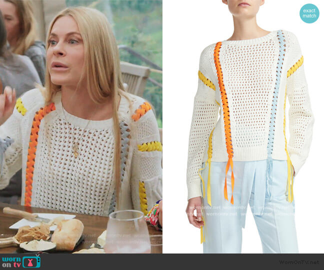Mascotte Loose Knit Ribbon Detail Sweater by Maje worn by Leah McSweeney  on The Real Housewives of New York City